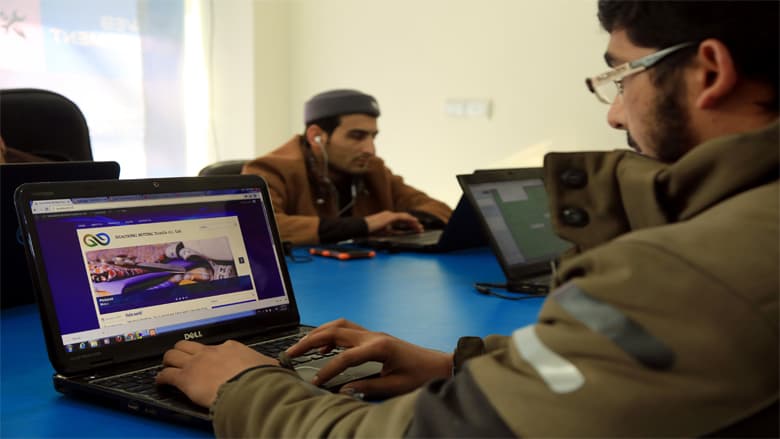 Afghan youth learning and collaborating